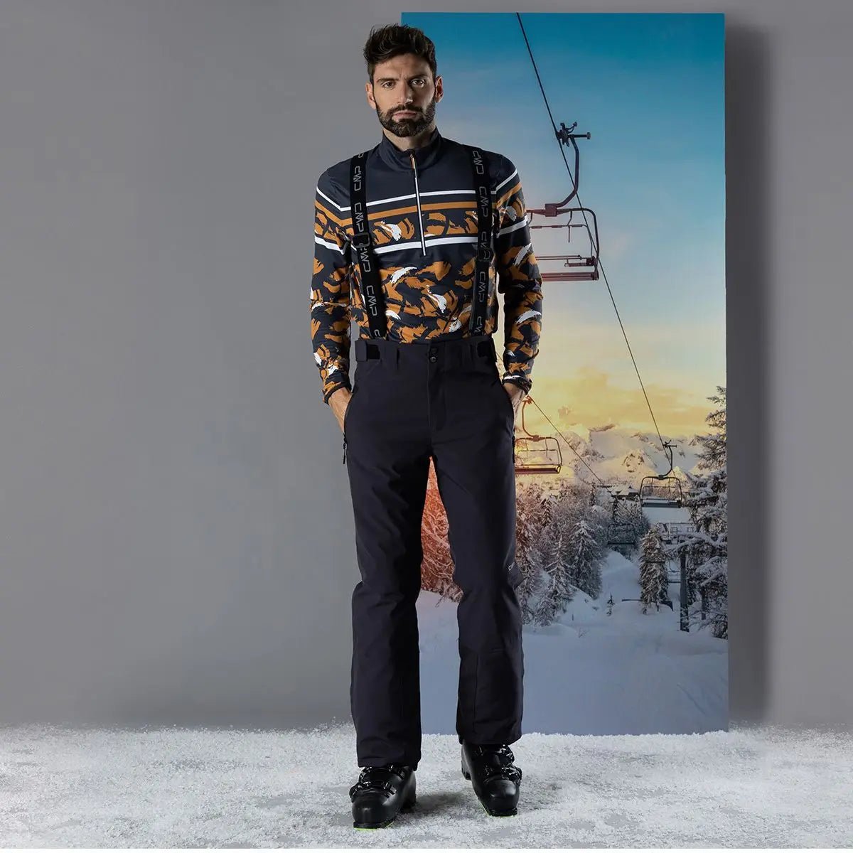 CMP Pantaloni slim fit con bretelle removibili - Sci Uomo - Neverland Firenze